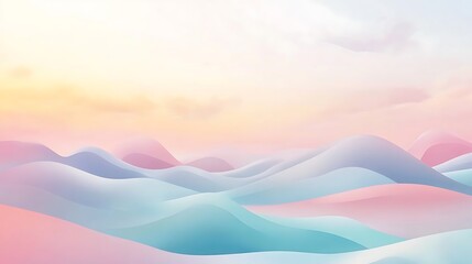 Pastel Colored Hills Under a Soft Sunset Sky
