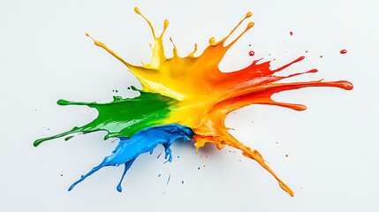 Dynamic Paint Splash Explosion of Vibrant Colors on a White Canvas Artistic Expression Creation