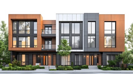 Fototapeta premium Modern residential architecture urban setting exterior design contemporary style street view innovative living concepts