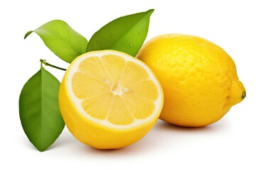 Two ripe lemons isolated on white background with clipping path