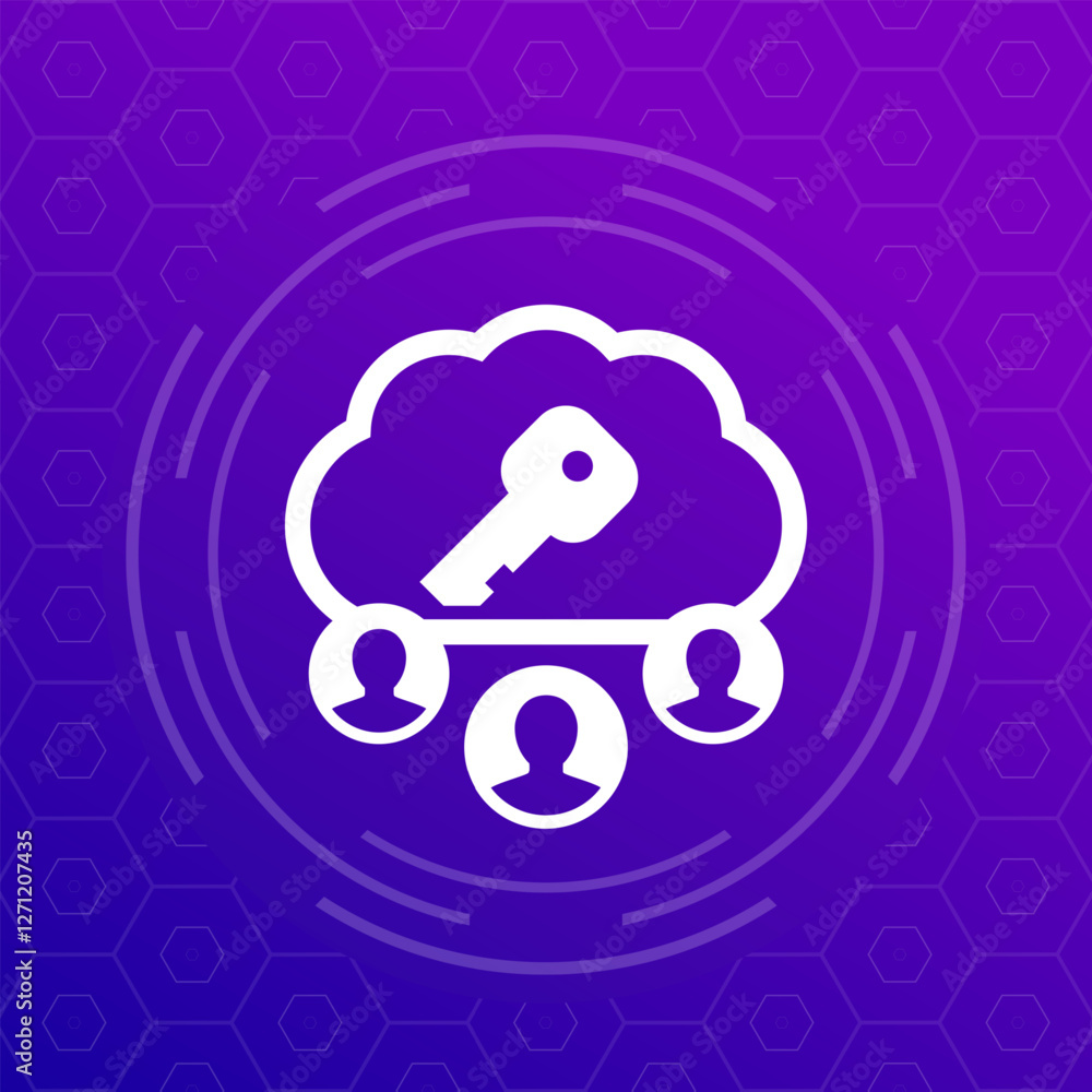 Poster encryption of personal data in cloud vector icon