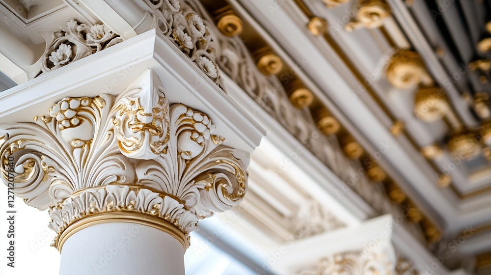 Poster elegant architectural column with intricate details and golden accents highlighting luxury design : 