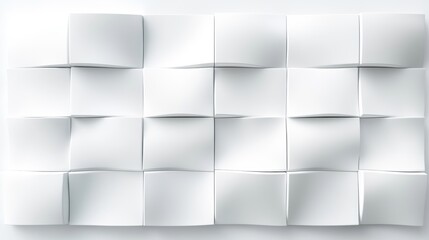 3D Textured Wall Panels on White Surface Top View with Ample Copy Space