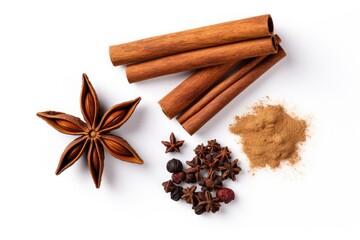 Various spices isolated on white background