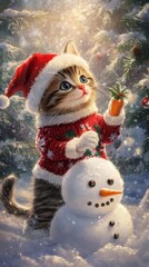 Festive Feline Friend, A Kitten's Winter Wonderland Adventure