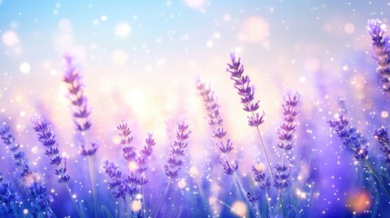 Lavender Dreamscape: A field of vibrant lavender blooms, gently swaying in the breeze under a soft, dreamy light, evokes feelings of tranquility and serenity.