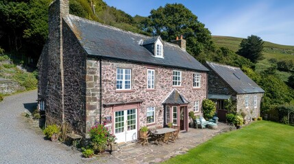 Picturesque Stone Farmhouse nestled in Welsh Hills
