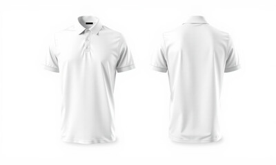 plain white polo shirt mockup showcasing front and back views, ideal for design presentations and branding. Perfect for casual wear or sports
