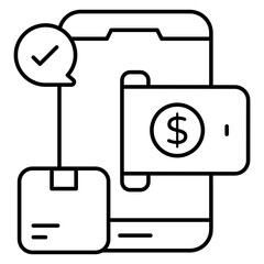 Fototapeta premium Mobile parcel payment icon in trendy vector design
