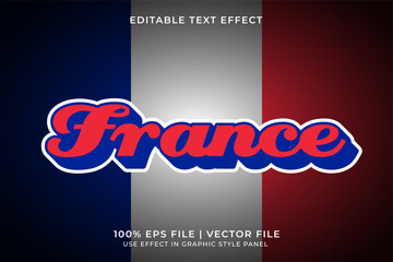 French 3D Editable Vector Text Effect. Red and Blue Text Effect
