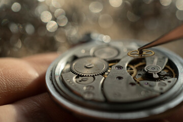 Watchmaker's workshop. Mechanical watch repair. Fix jewelry