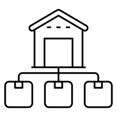Flat design icon of warehouse