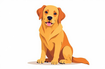 Golden retriever on a white background. The animal is looking at the camera.