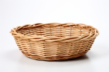 White background with an empty wicker basket