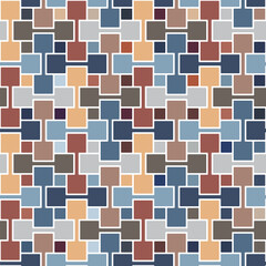 Seamless repeating pattern with a geometric modern style composition of multicolored small squares on a white background. Mosaic effects. Abstract vector illustration.