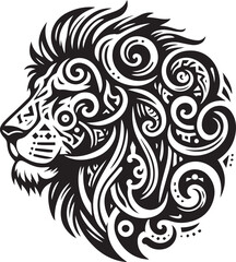 sketch of a tribal lion tattoo. lion king logo. vector drawing graceful and graceful king of beasts lion