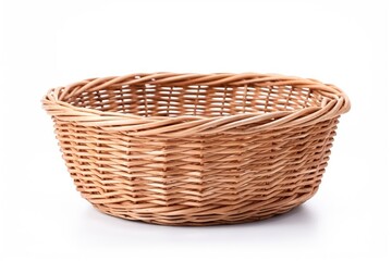 Fototapeta premium White isolated wicker basket empty