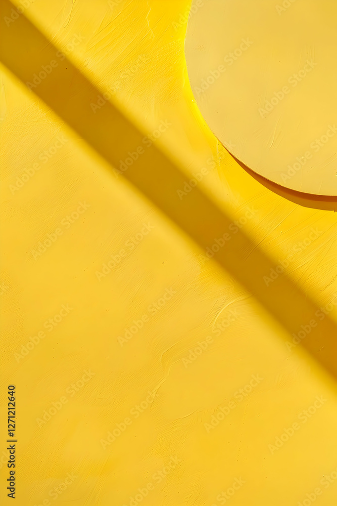 Poster bright yellow abstract background with a circular shape and shadow, ideal for creative projects