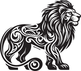 sketch of a tribal lion tattoo. lion king logo. vector drawing graceful and graceful king of beasts lion