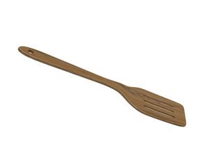 Wooden Slotted Spatula isolated on white