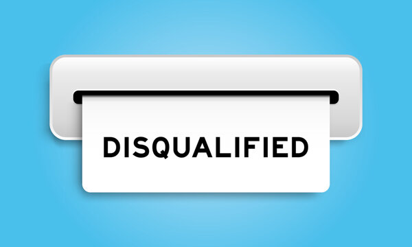 White coupon banner with word disqualified from machine on blue color background