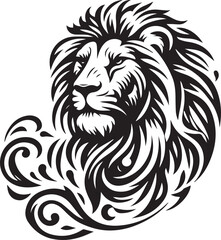 sketch of a tribal lion tattoo. lion king logo. vector drawing graceful and graceful king of beasts lion