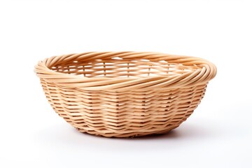 Fototapeta premium Wicker basket on white background with nothing inside