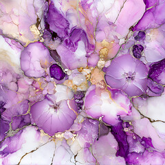 Ethereal Amethyst Blooms Inkscape Painting Style Fluid Art Marbling Texture Abstract Dreamlike Design