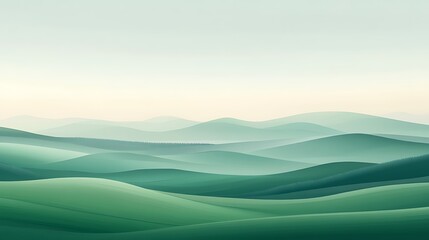 Serene Green Hills Rolling Under a Pale Sky