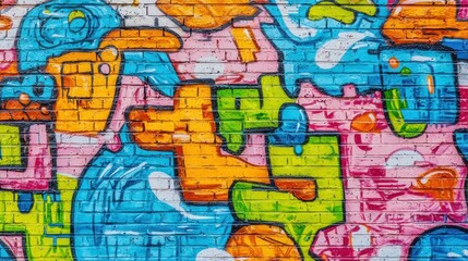 Fototapeta premium Vibrant Urban Graffiti Art on Brick Wall
