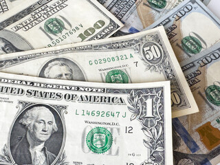 Dolar, amerykańskie banknoty, amerykańska waluta, gotówka. Dollar, American banknotes, American currency, cash.
