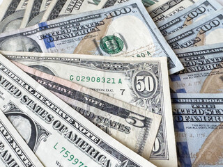 Dolar, amerykańskie banknoty, amerykańska waluta, gotówka. Dollar, American banknotes, American currency, cash.