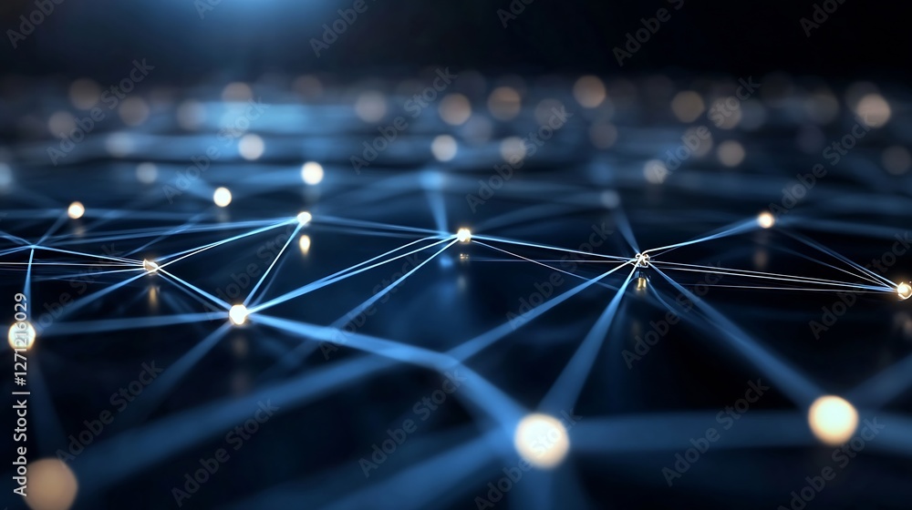 Poster Abstract glowing network of connected points forming a digital web illustrating communication and connectivity : Generative AI