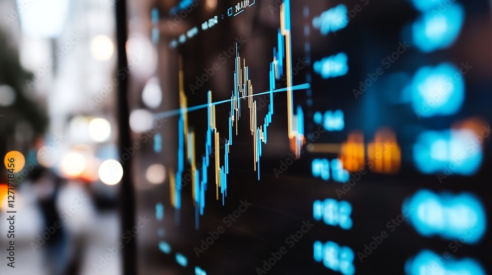 Poster dynamic stock market chart displaying financial trends on digital screen : generative ai