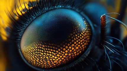 Extreme macro photography revealing the intricate details of an insect eye