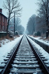 Railway tracks partially submerged in floodwaters, dublin, icy