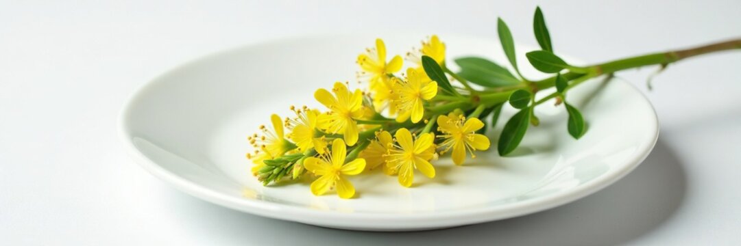 Sprig of Anthoxanthum odoratum on white plate, plate, anthoxanthum odoratum