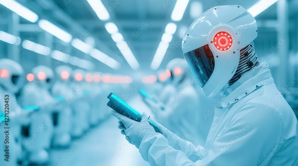 Poster automated systems technician in smart factories, specializing in robotics maintenance, sensor troubl