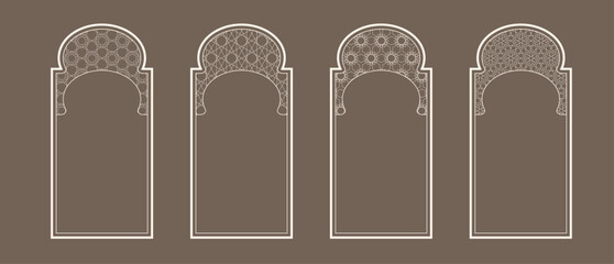 Intricate Islamic window designs showcasing geometric patterns and shapes