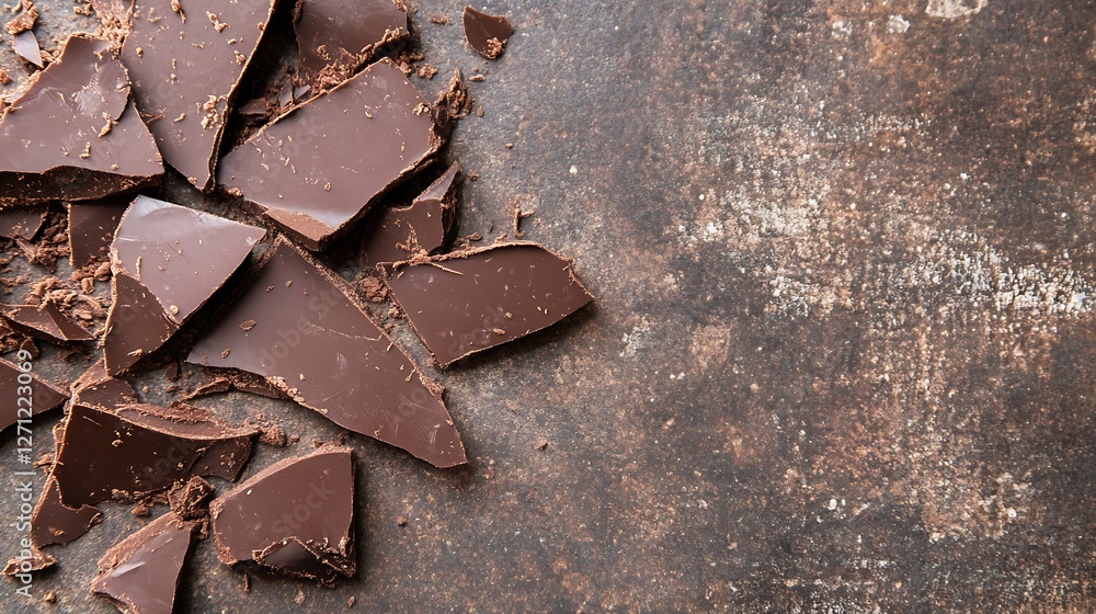 Aufkleber artisan chocolate pieces scattered on a rustic surface highlighting the allure of dark chocolate : g