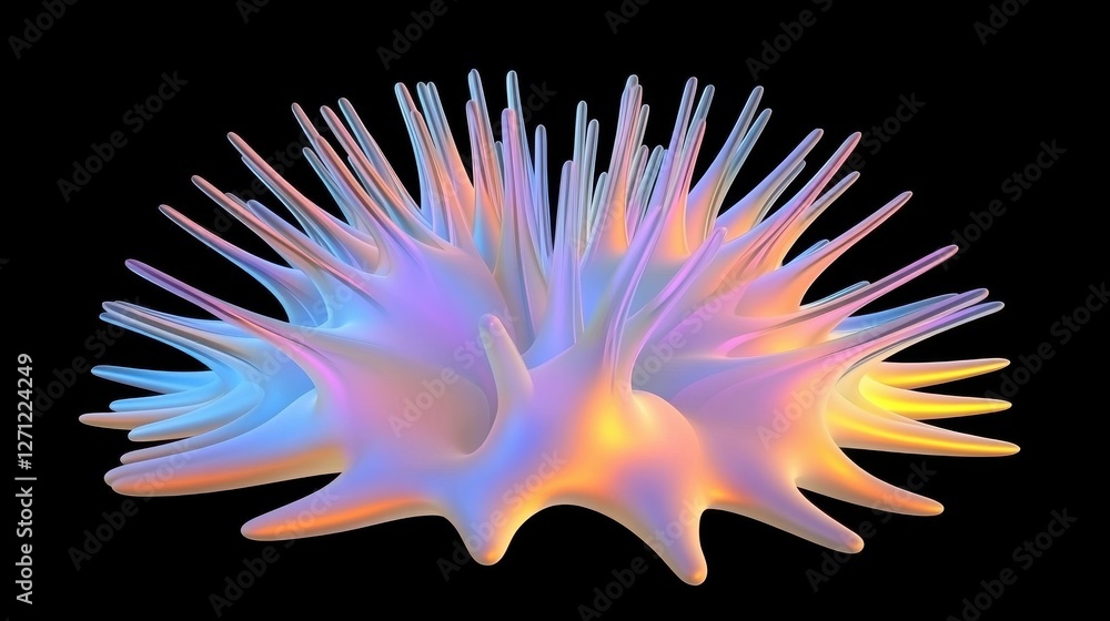 Poster abstract 3d iridescent spike structure with gradient colors
