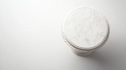 Elegant Cake Stand with Marble Top on White Background for Stylish Mockup