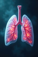 Ethereal lungs formed from frosty white layers, misty, ethereal, frosty