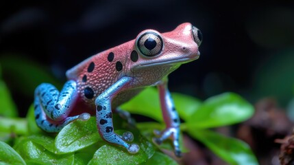 Obraz premium Vibrant Poison Dart Frog on Lush Leaves