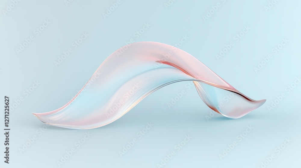 Poster abstract wave form flowing against soft pastel background in motion