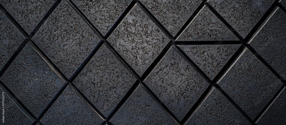 Poster dark textured triangle tiles arrangement background with geometric patterns