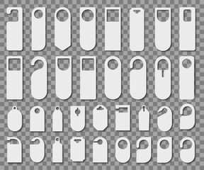 Set of blank door label do not disturb on a transparent background