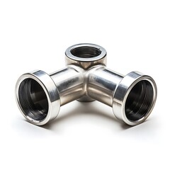 A stainless steel elbow isolated on a white background. 