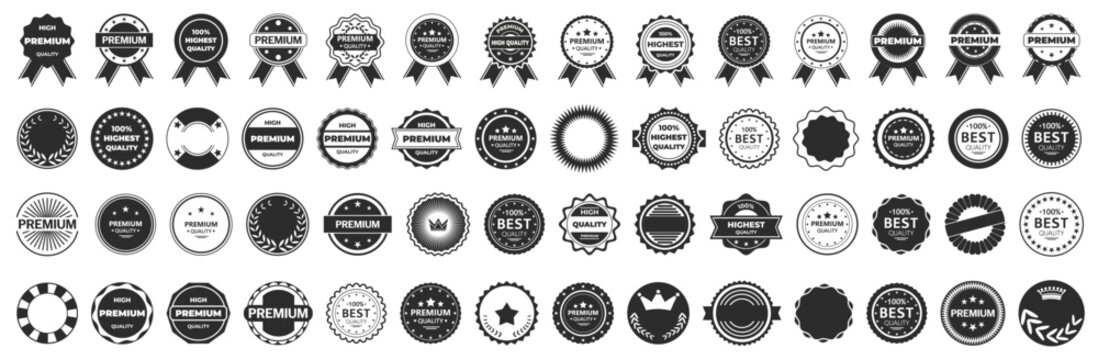 Premium quality badges collection. Black best quality label. Highest quality tags