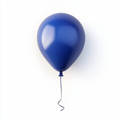 A single realistic blue balloon, slightly inflated, tied at the bottom, smooth latex texture, isolated on a clean white background, hyper-realistic lighting and details.